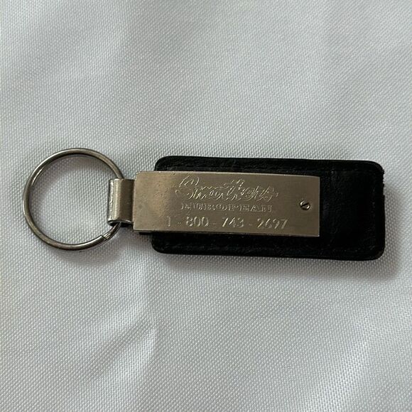 Mercedes Benz Keyring Black Leather Engraved Silver  Company Logo on Backside - Picture 3 of 6